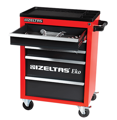 İzeltaş Eko Serisi Takım Dolabı Kırmızı Dolu 93 Parça (7 Çekmeceli) - İZELTAŞ